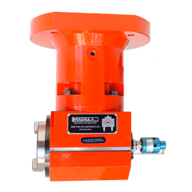 Orange hydraulic rotary union with fittings